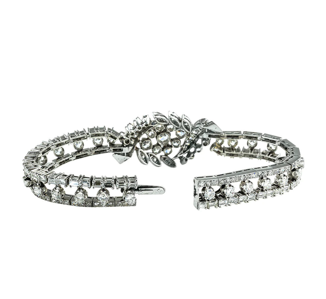 Vintage 10.50 Carats Diamond Platinum Bracelet