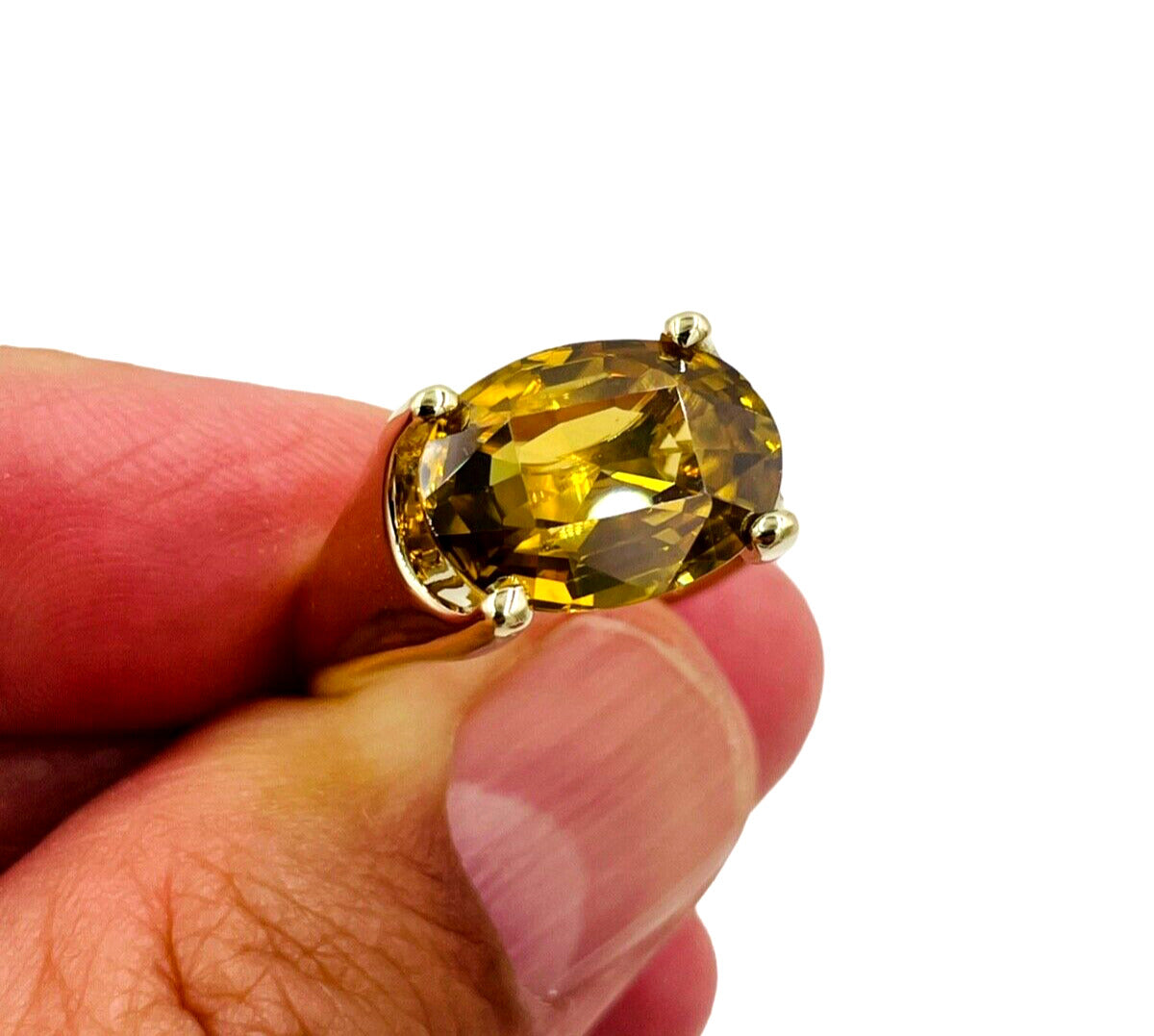 Stunning 9.18cts Natural Zircon Cocktail Ring Yellow Gold