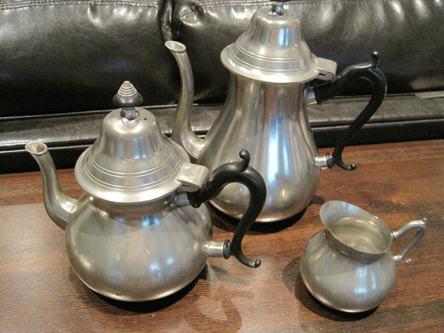 Royal Holland Pewter Coffee & Tea Set 3 Piece Sleepy Hollow Art Deco Gooseneck