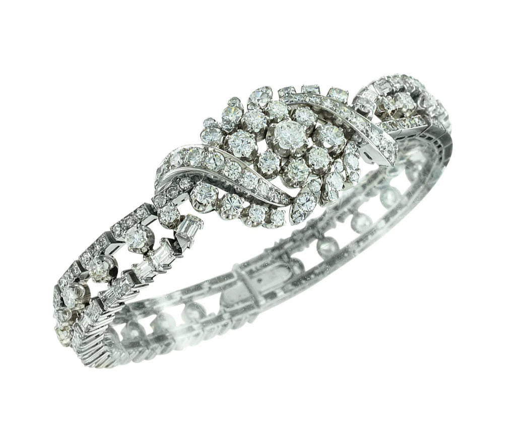 Vintage 10.50 Carats Diamond Platinum Bracelet