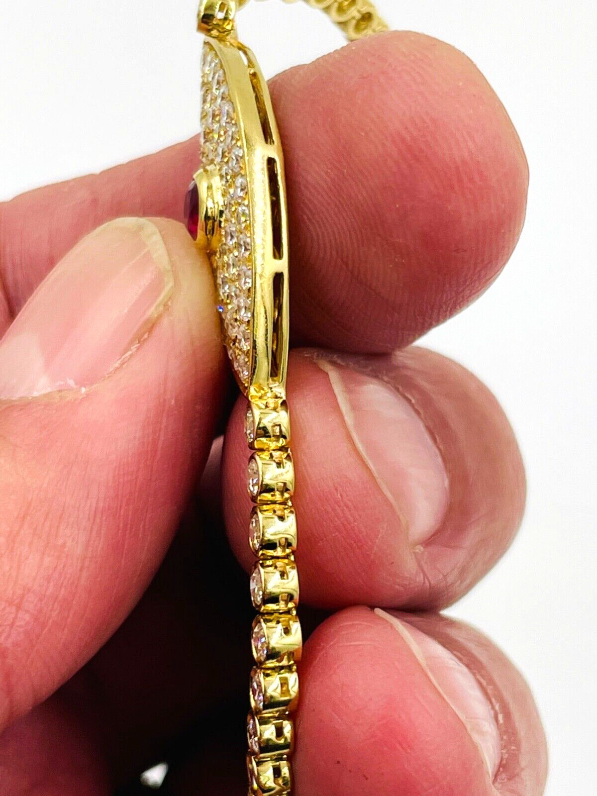 Evil Eye 18k yellow Gold 2.85cts Diamond Ruby Bracelet