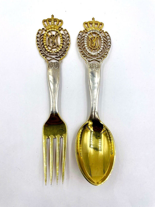 A. Michelsen commemorative fork and spoon set gilded Rare set 1933