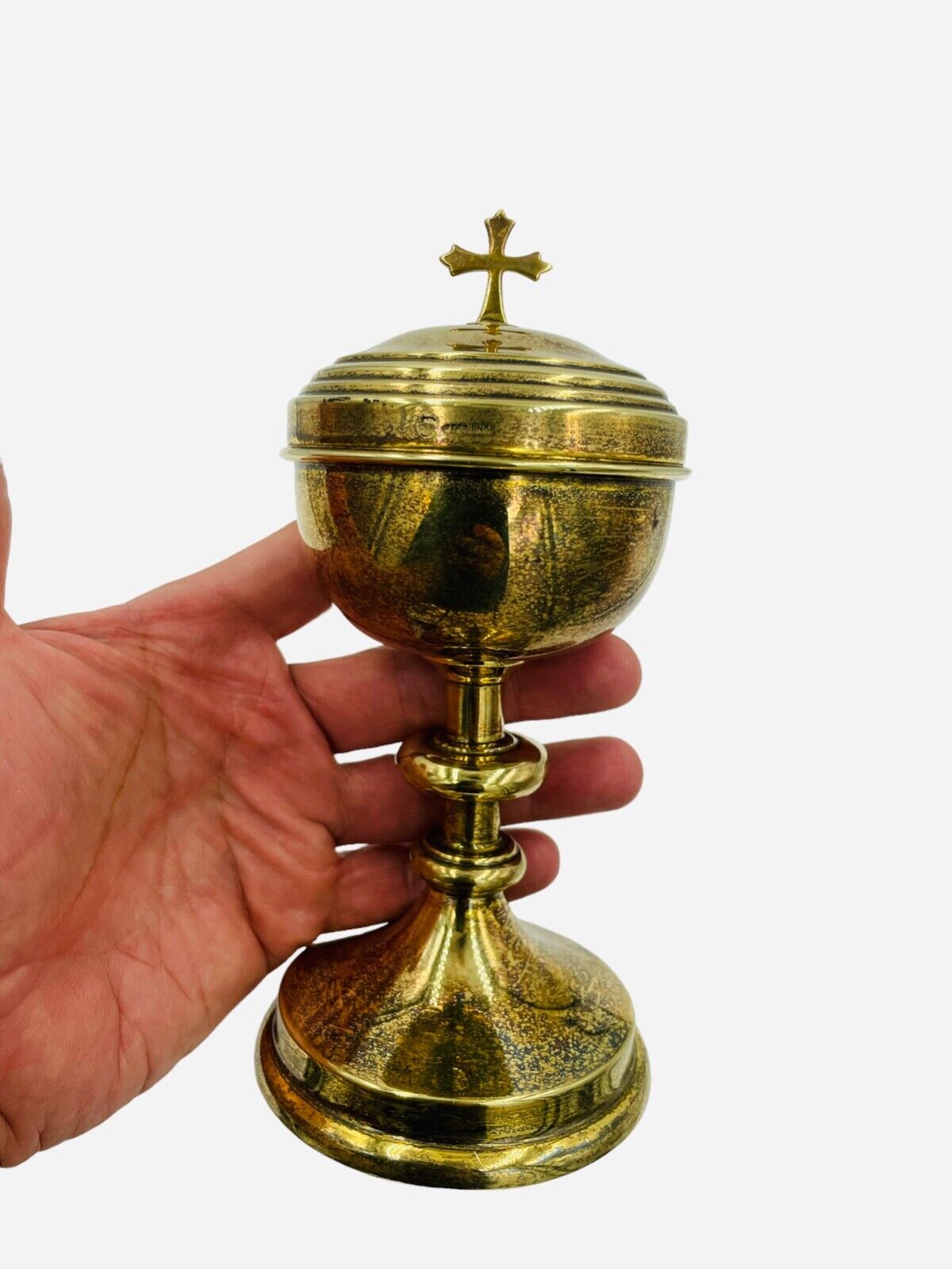 Vintage Church Ciborium Sterling Silver 6 3/4"  Chalice Gold Plated