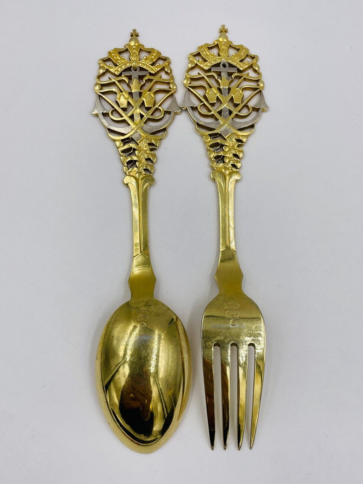 A. Michelsen commemorative fork and spoon set gilded Rare set 1935