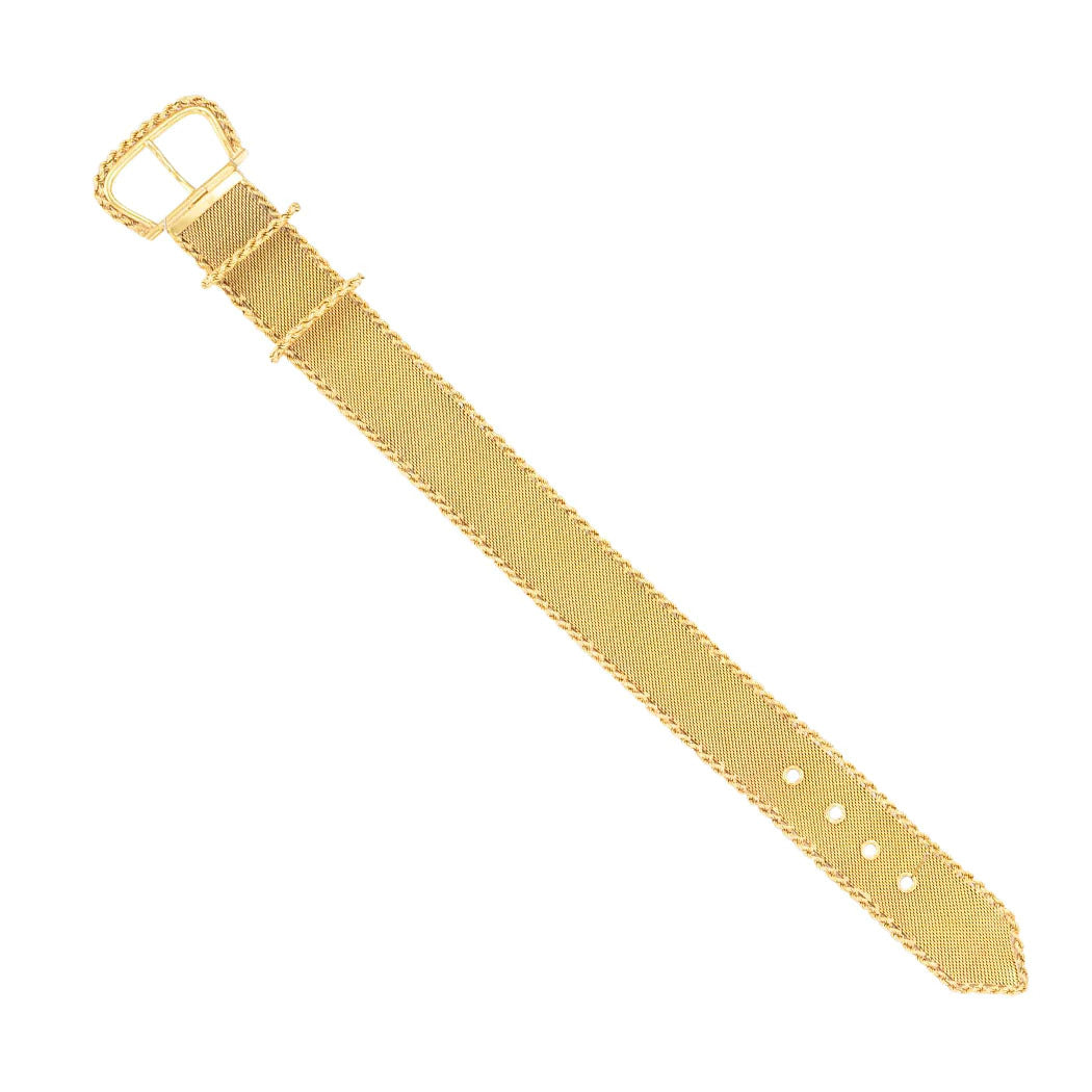 Estate Italian 18k Mesh Yellow Gold Buckle Bracelet