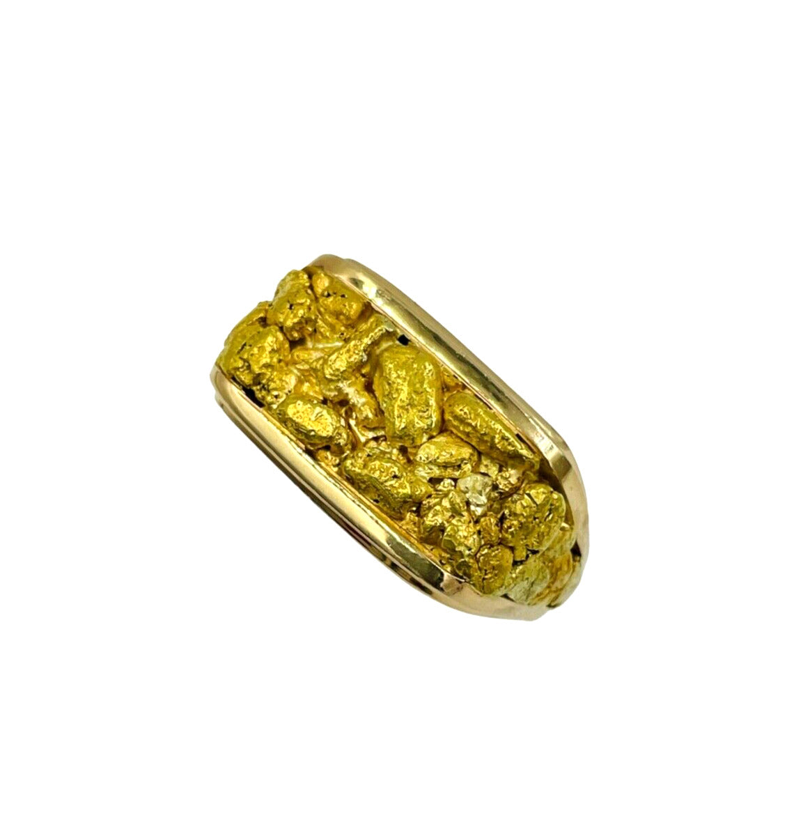 Men's Pure gold Nuggets on 14k yellow Gold Ring size 13