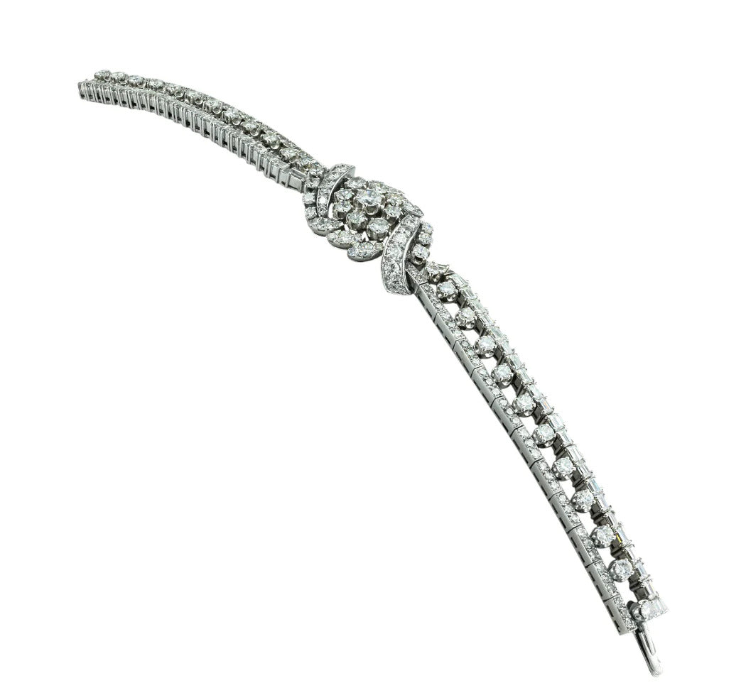 Vintage 10.50 Carats Diamond Platinum Bracelet