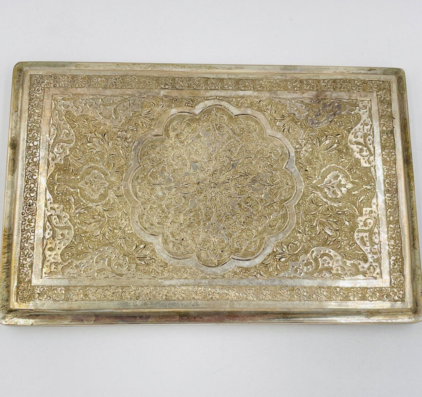 Rare Middle Eastern Islamic Persian Qajar Sterling Silver cigarette case