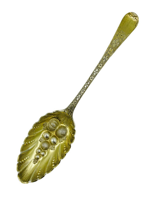 Antique King George III Sterling Silver Berry Casserole Serving Spoon 1786 8.25"