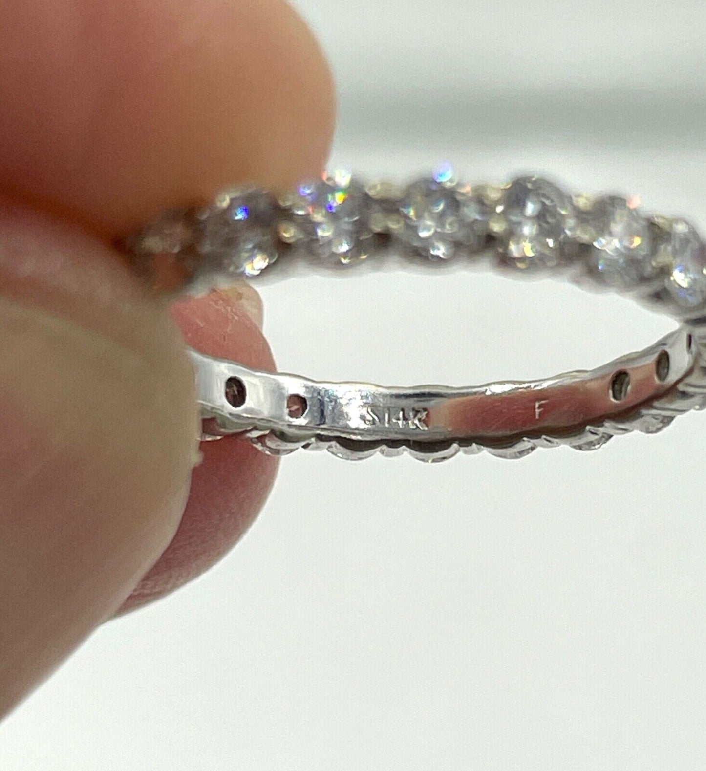 14k White Gold Eternity Diamond Band Ring Size 5