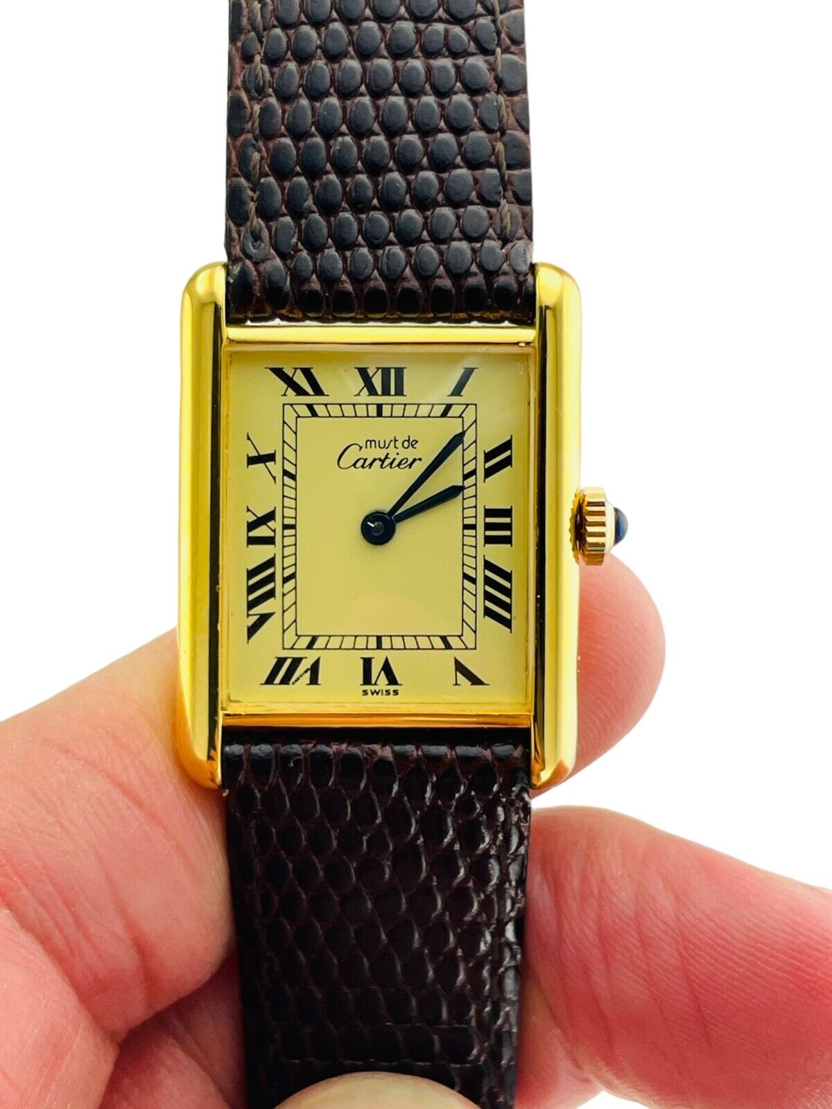 Cartier Must Tank Quartz Wristwatch Watch Argent 925 Gold Vermeil