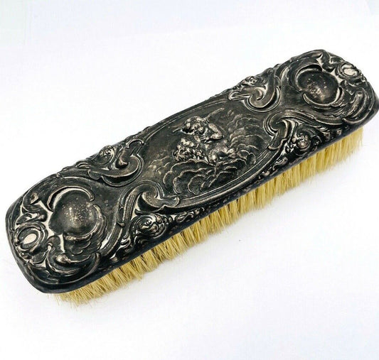 Antique Sterling Silver Unger brothers Repousse Art Nouveau Love's dream brush