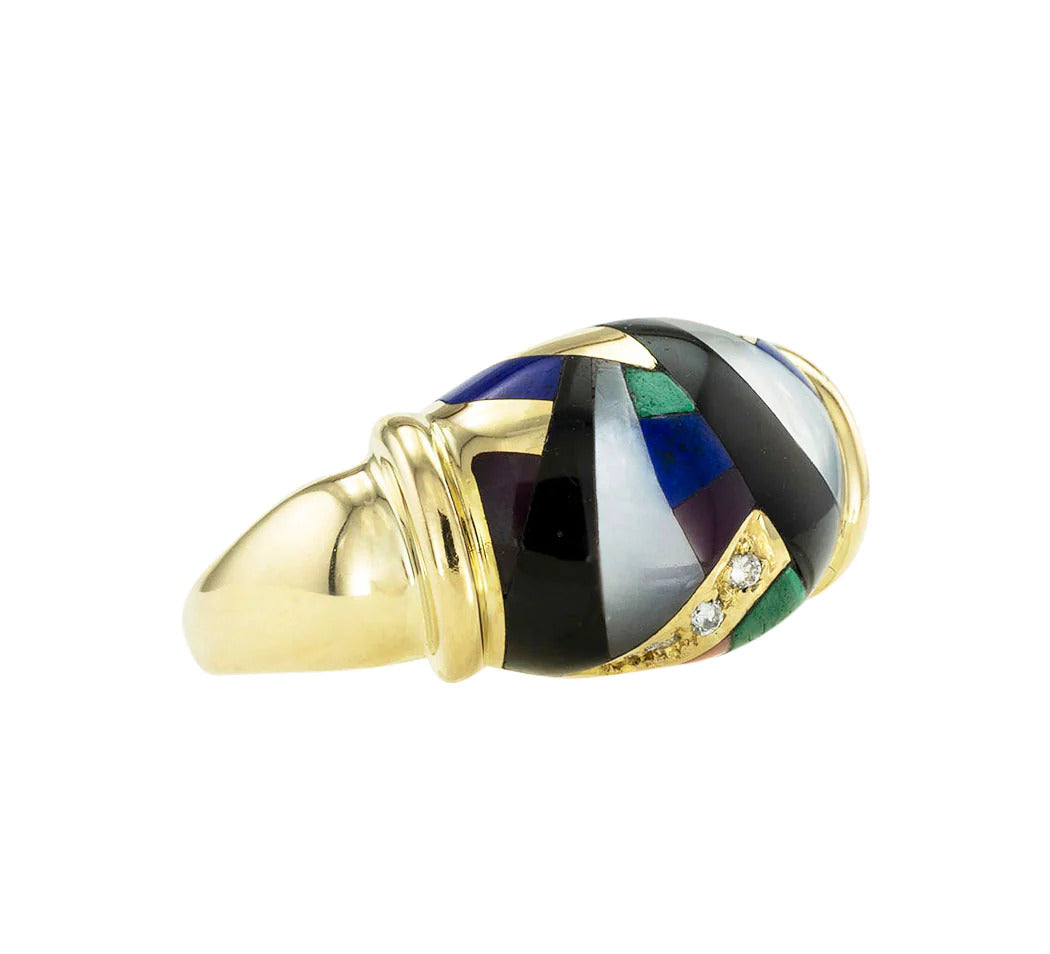 Asch Grossbardt Gemstone Inlaid Gold Ring