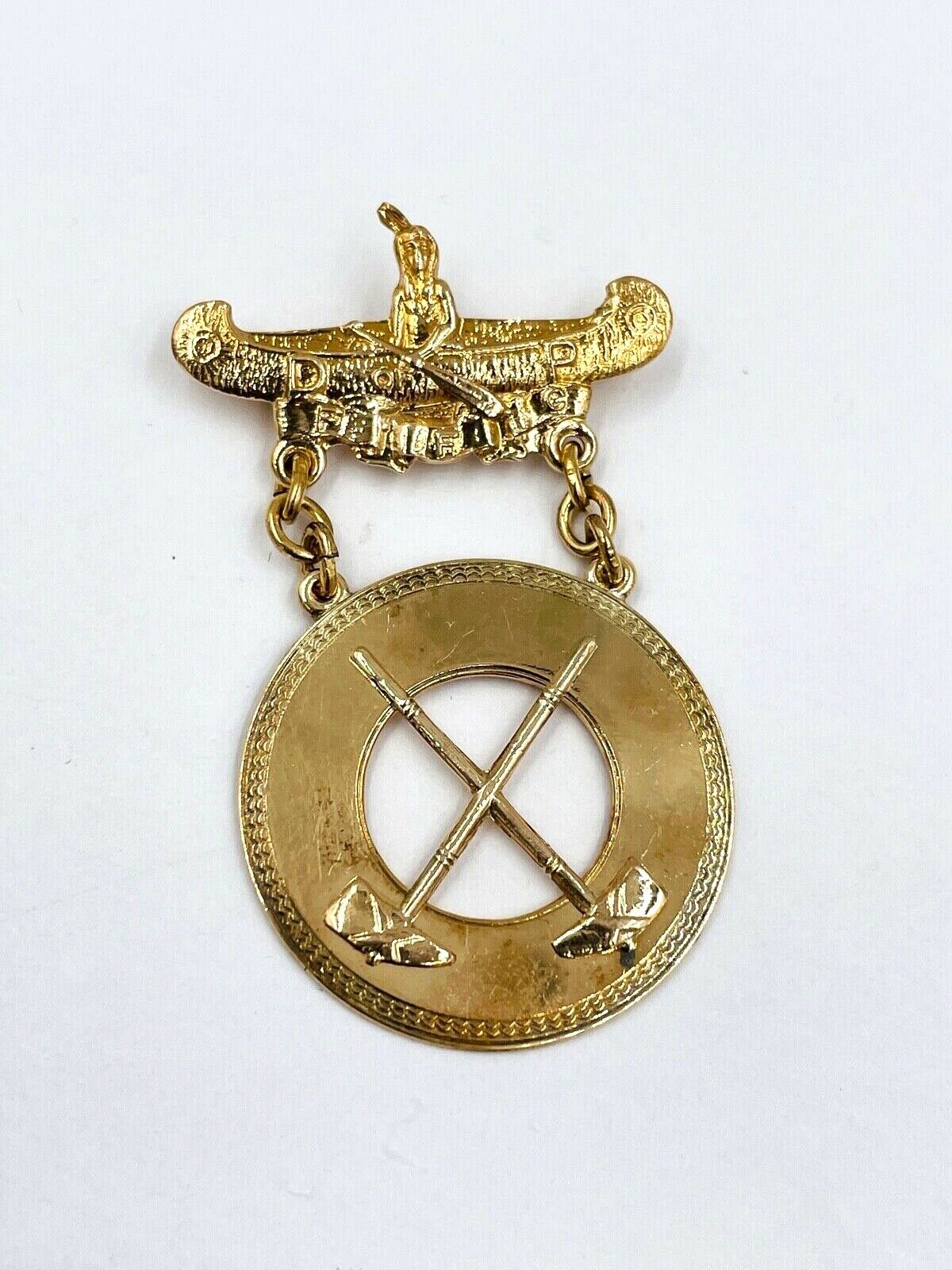 10k Rose gold D OF P Degree Of Pocahantas Pin Badge - Improved Order of Red Men