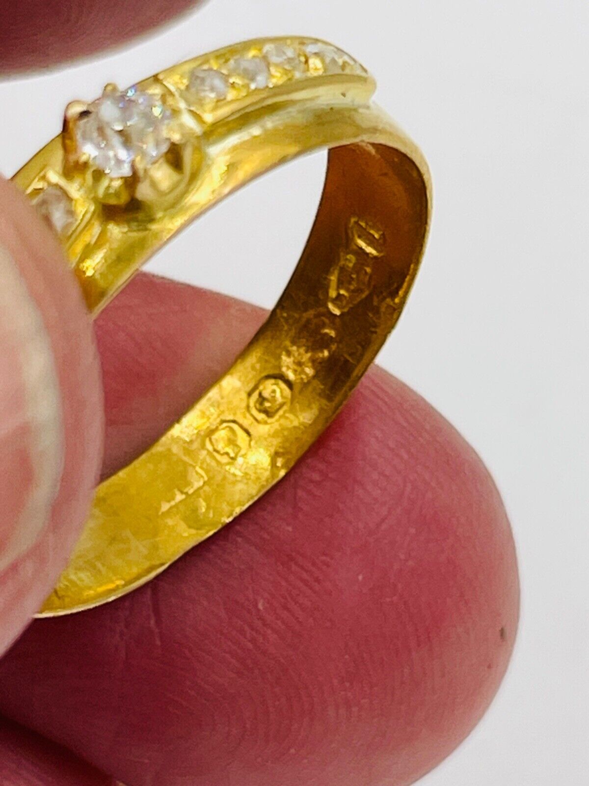 Victorian 22K Gold Diamond Ring band Old Mine Rose cut circa 1884