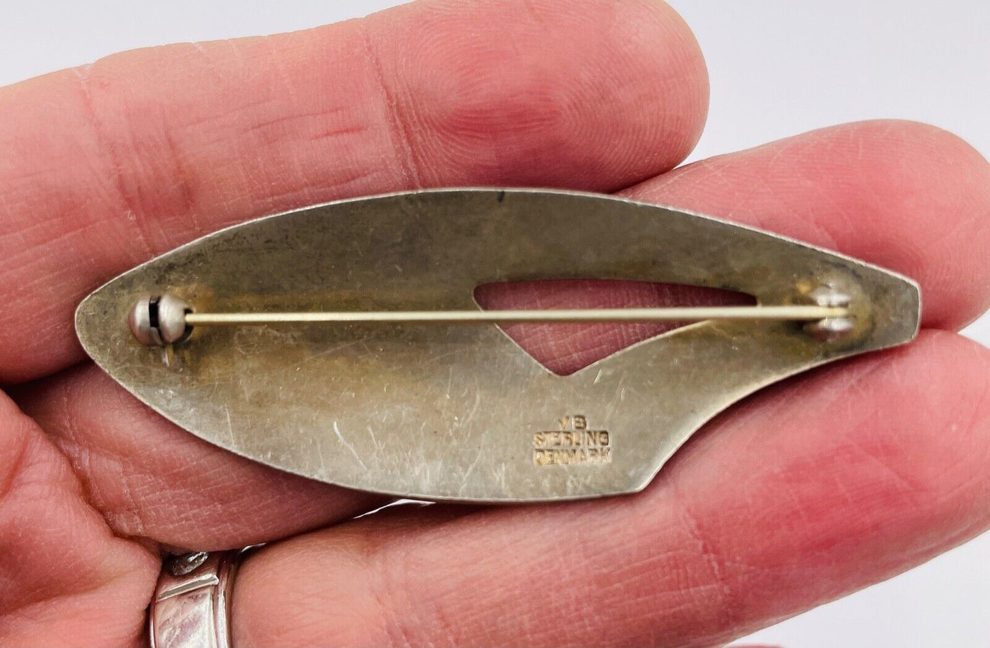 Denmark VB Rudolf Billing Sterling Silver Enamel Modernist Pin Brooch