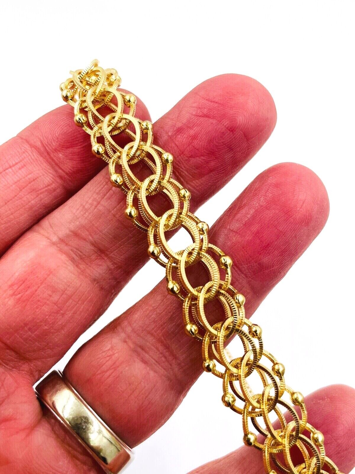 Gold double link charm on sale bracelet