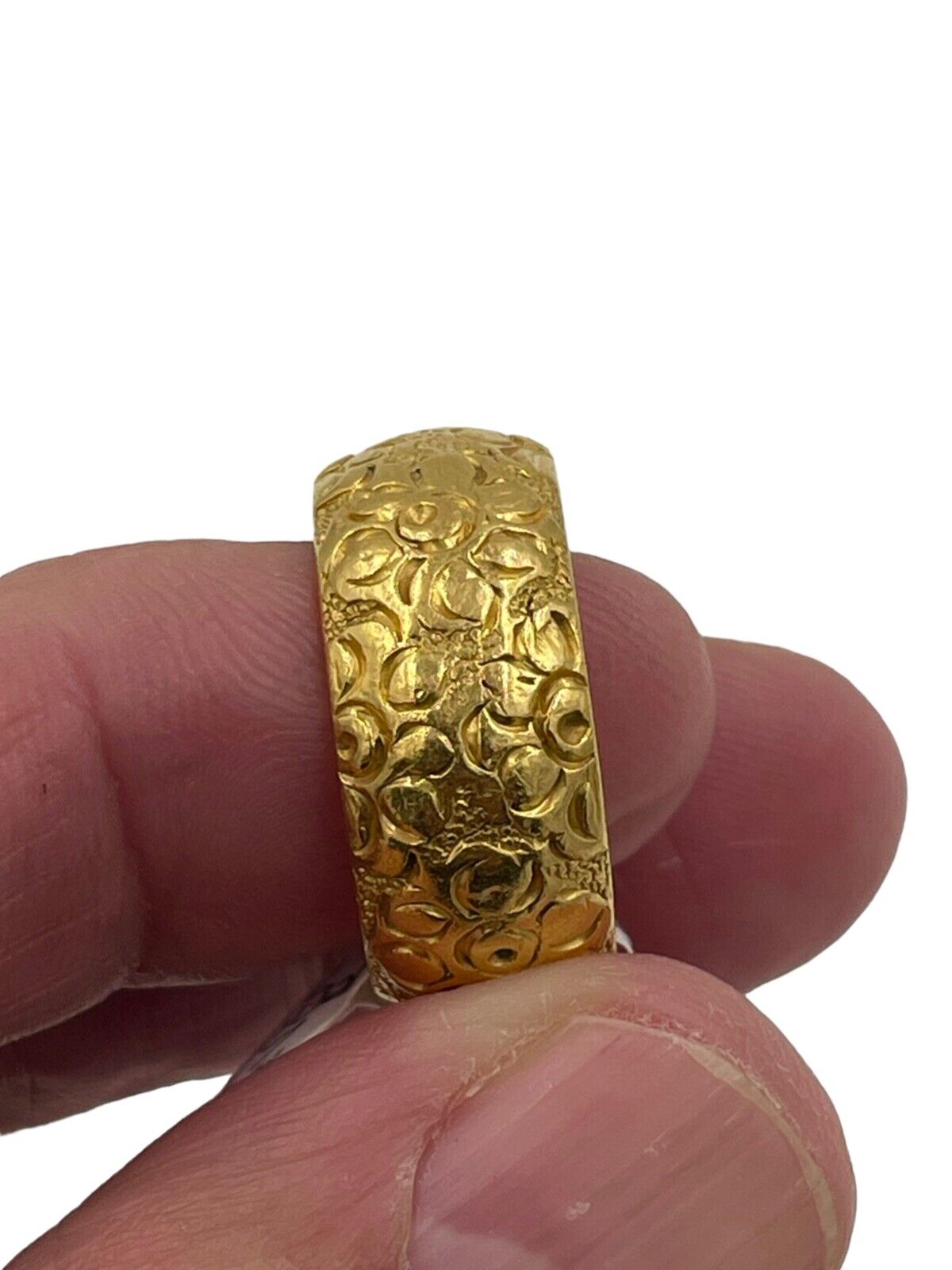 Antique 22K Solid Yellow Gold Ring Wide Band
