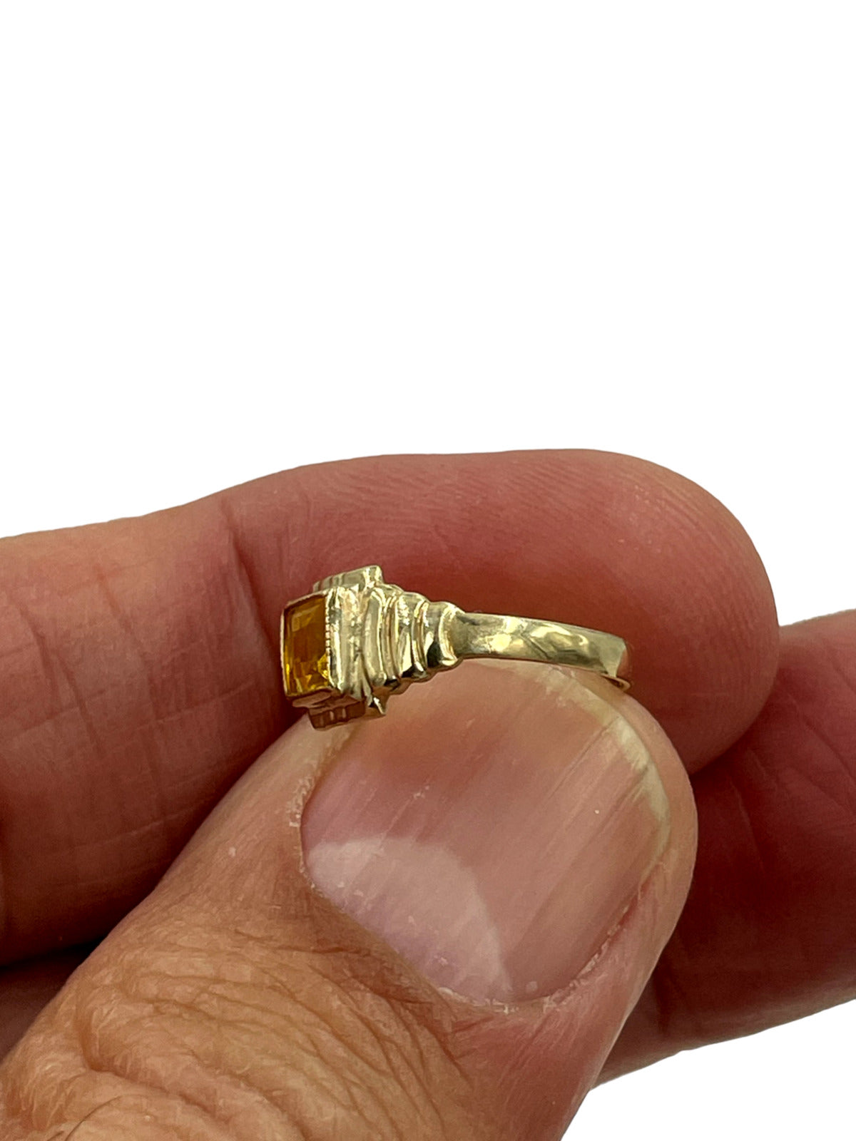 Antique  10K Yellow Gold Ostby & Barton Citrin Child Ring