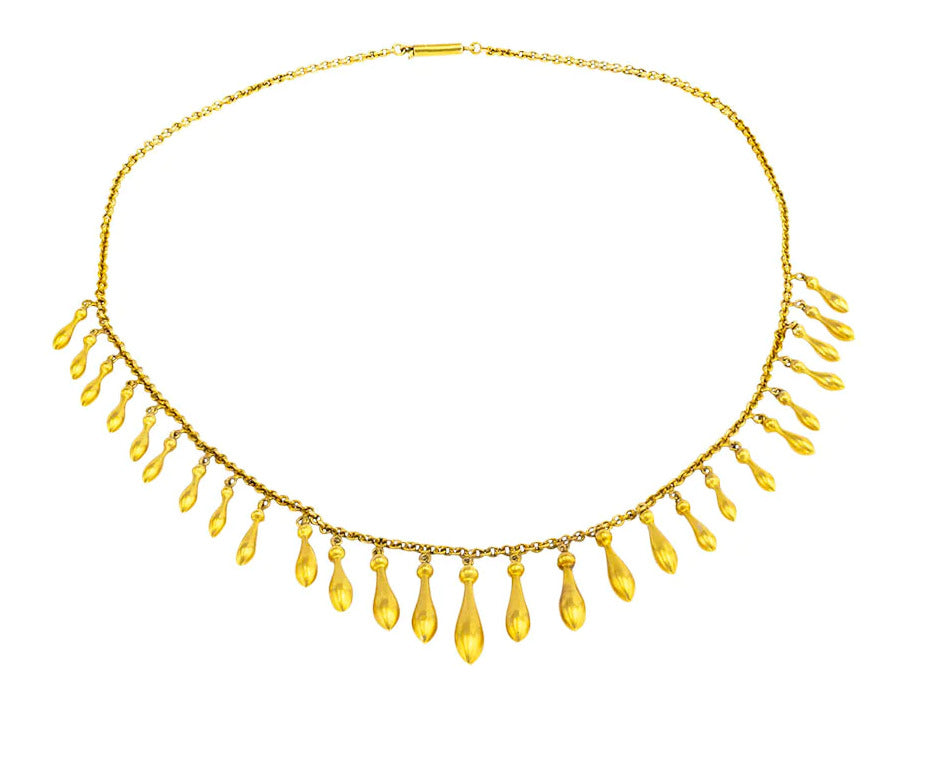Antique 14k yellow Gold Fringe drop Necklace Victorian