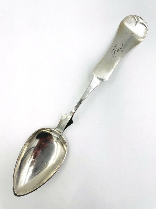 Antique 19th C. Duhme Sterling Silver Serving Spoon 8.5" fiddle