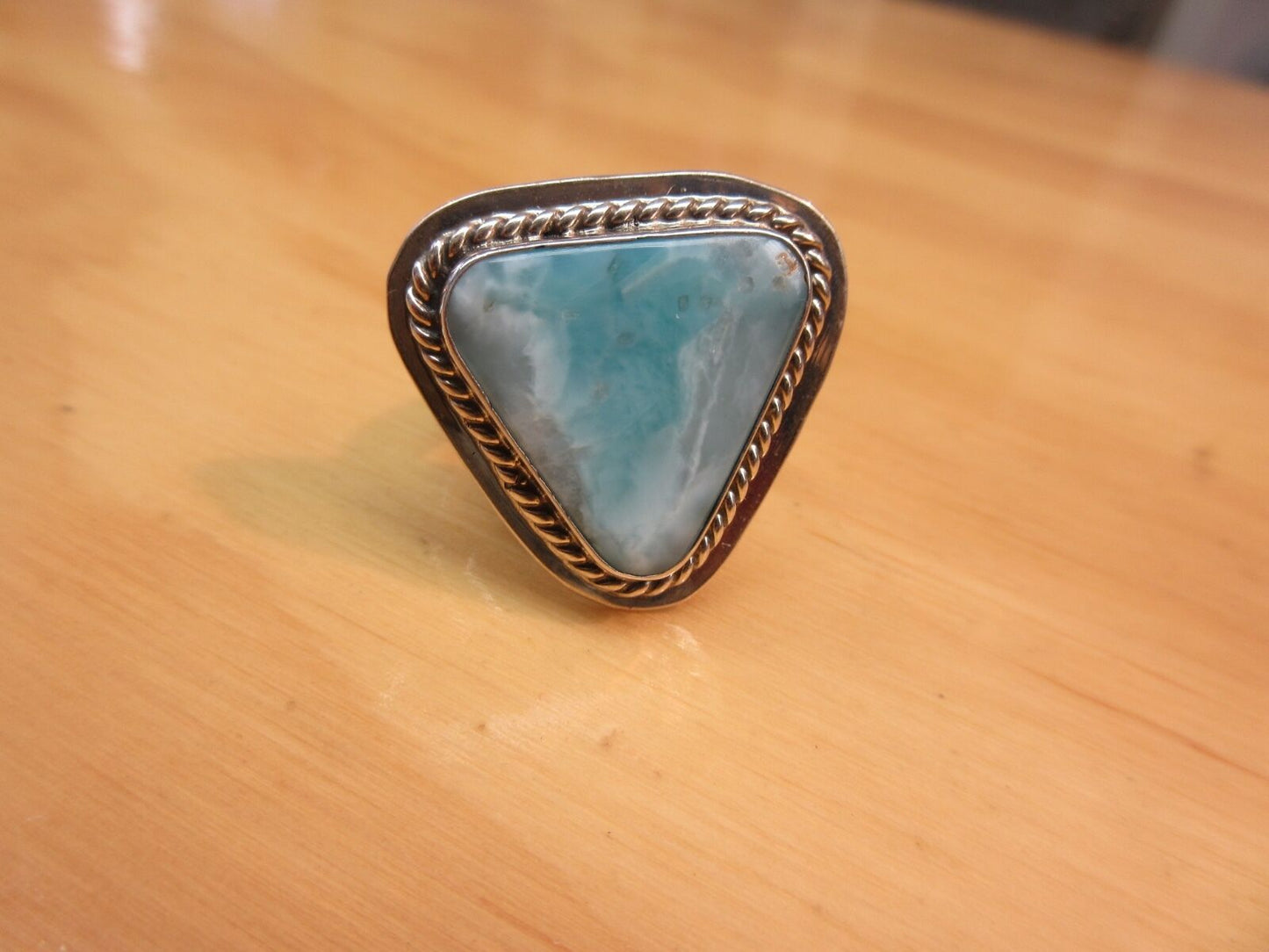 Navajo Sterling Silver Larimar Ring By George Nakai Size 9 Adjustable