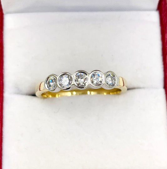 Estate 14k gold  5 Diamond band Ring .55cts