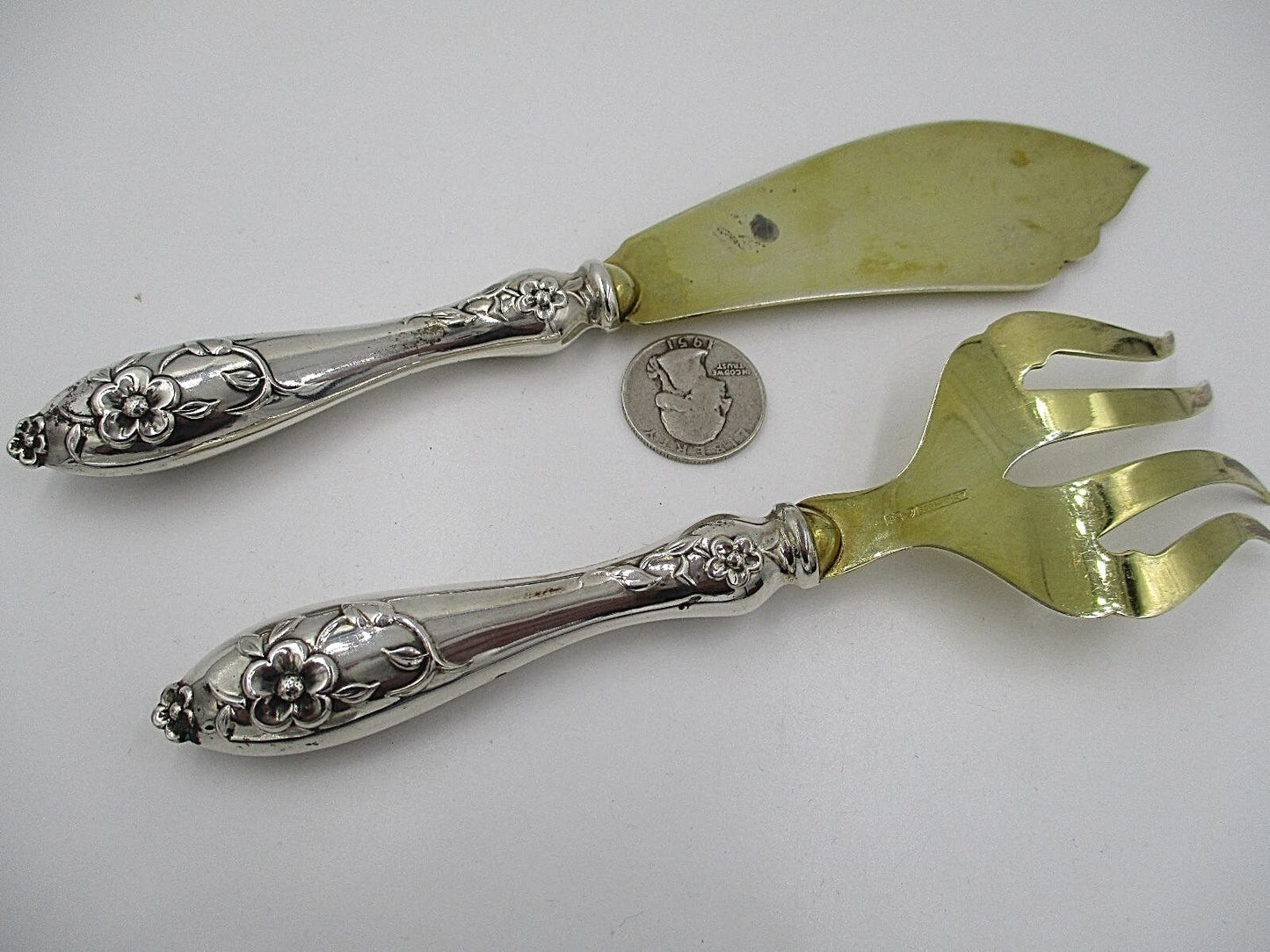 Art Nouveau 833 Silver Serving Set Knife and Fork Sweden Swedish