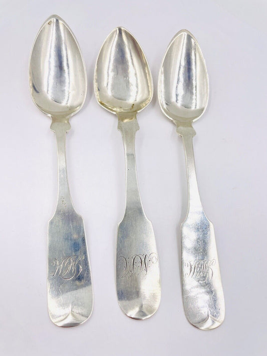 Antique 1840s Coin Silver 3 Spoons Canfeild Bro & sons