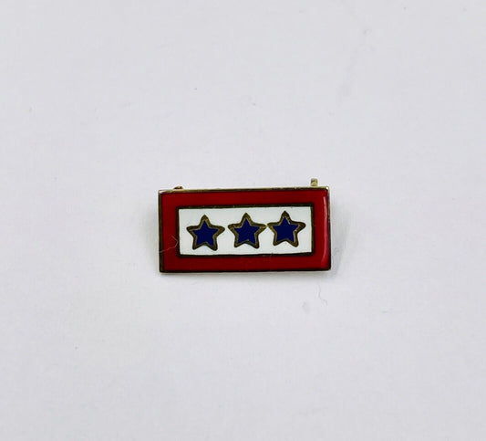 WW ll US Army Military Home Front Sons In The Service 3 Star Lapel Pin 14K Gold