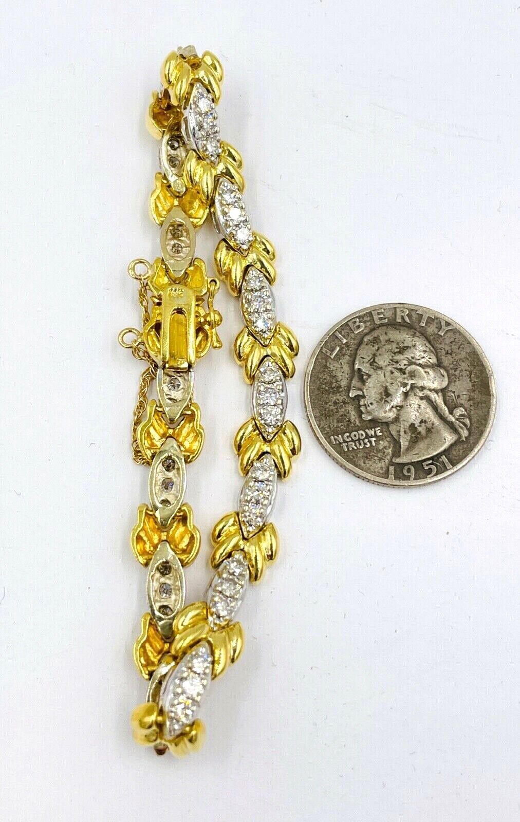 Estate 18k yellow and white Gold 2.80cts Diamond Bracelet VS K