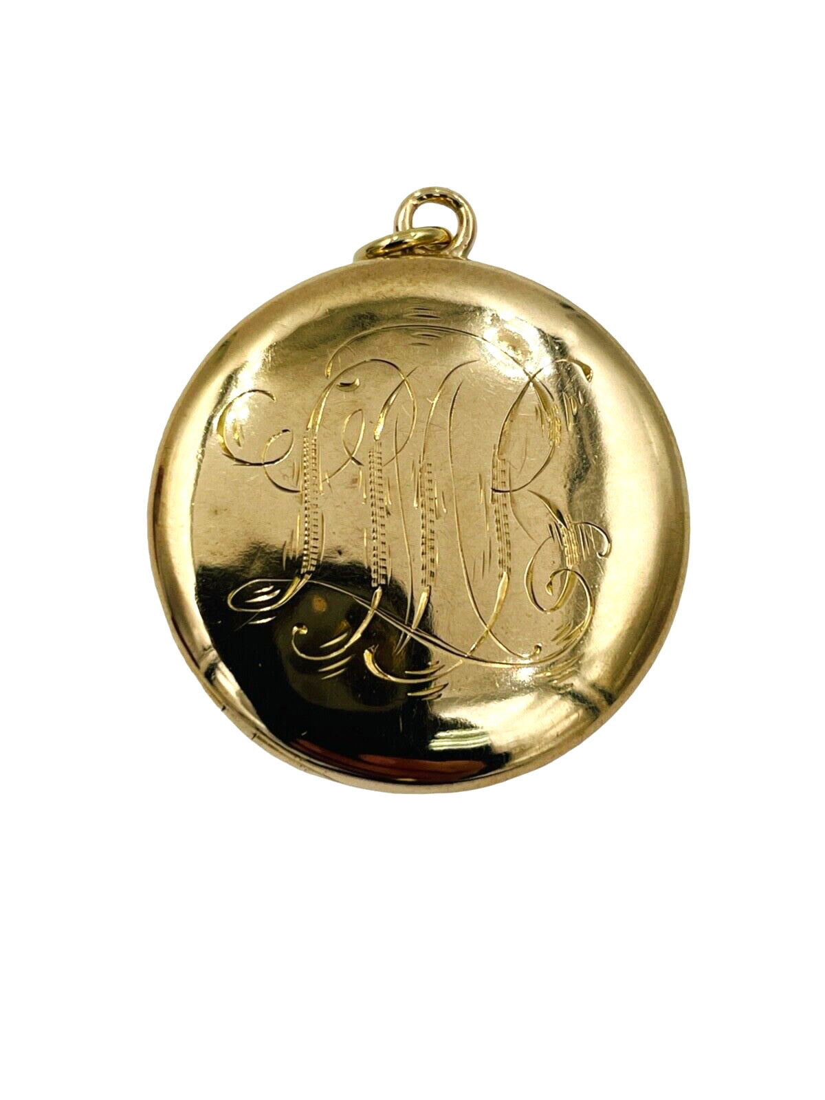 Art Nouveau 14K Gold Locket with women flowing hair and flower