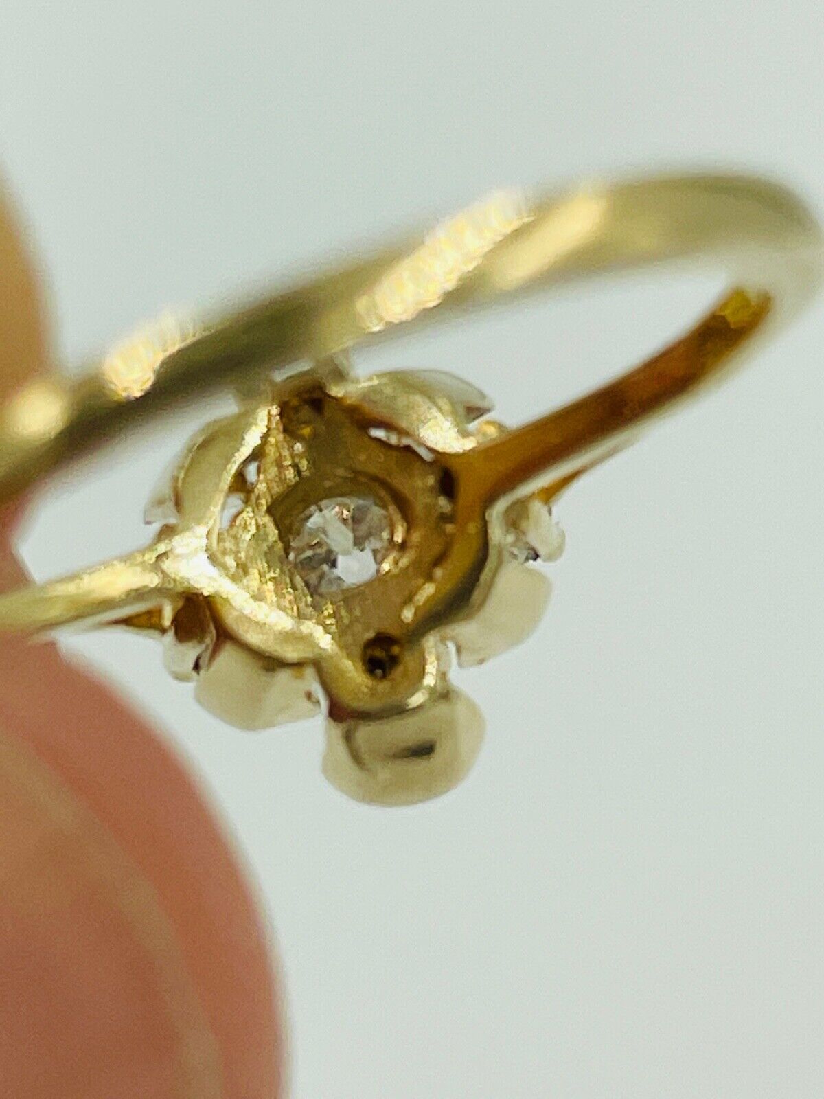 Vintage 14k Yellow Gold Old Mine Cut Diamond Ring .32cts VS