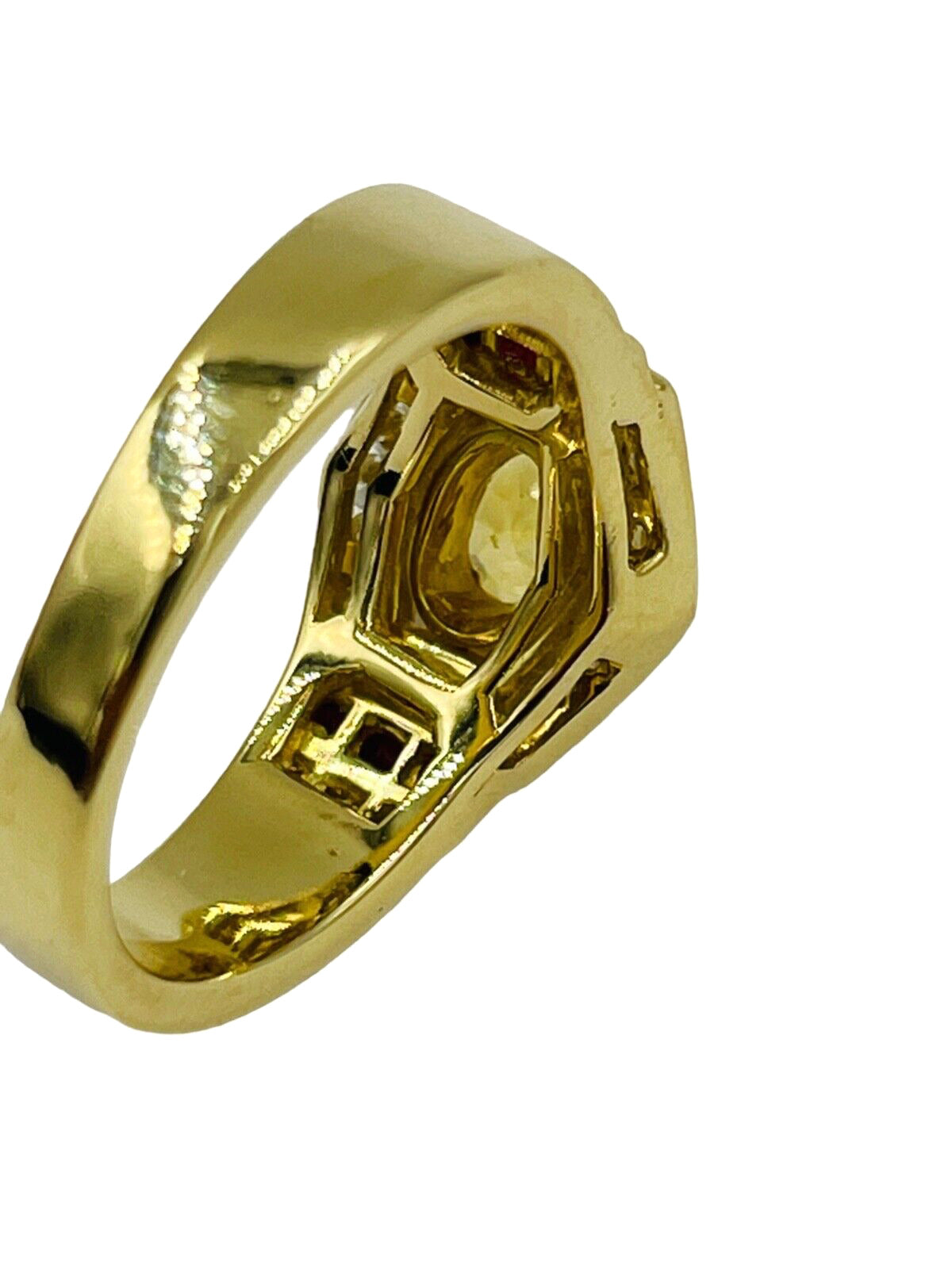Estate Yellow Sapphire Diamond Ruby 18k Gold Ring