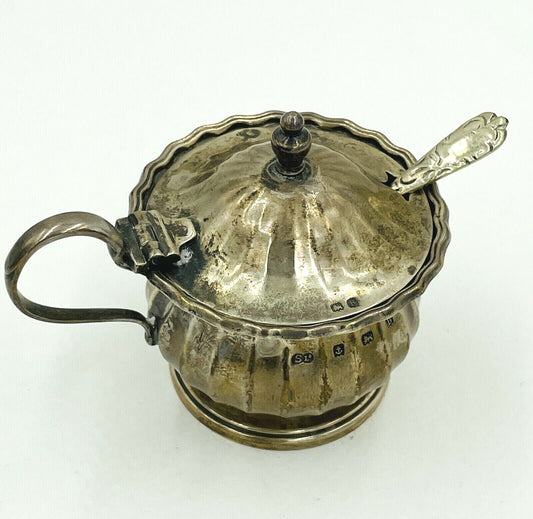 Antique Sterling Silver Mustard Pot Birmingham England 1850