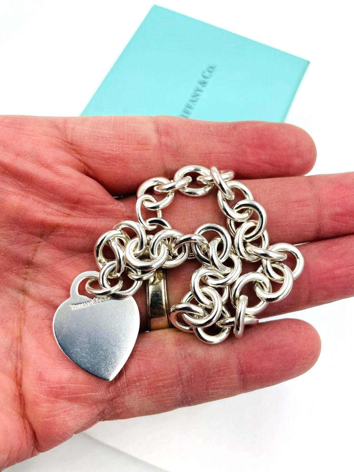 Return to Tiffany® Heart Tag Charm Bracelet in Sterling Silver. Authentic  Tiffany & Co. Medium Size 7.5”, 31.10 Grams