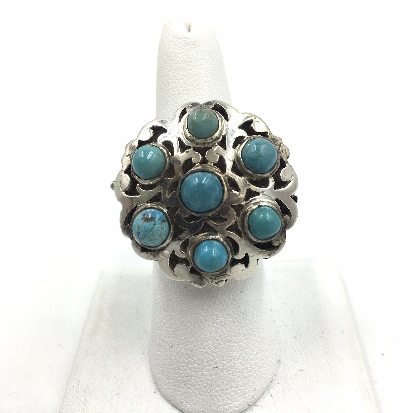 Old Pawn Sterling Silver Native American Turquoise Ring