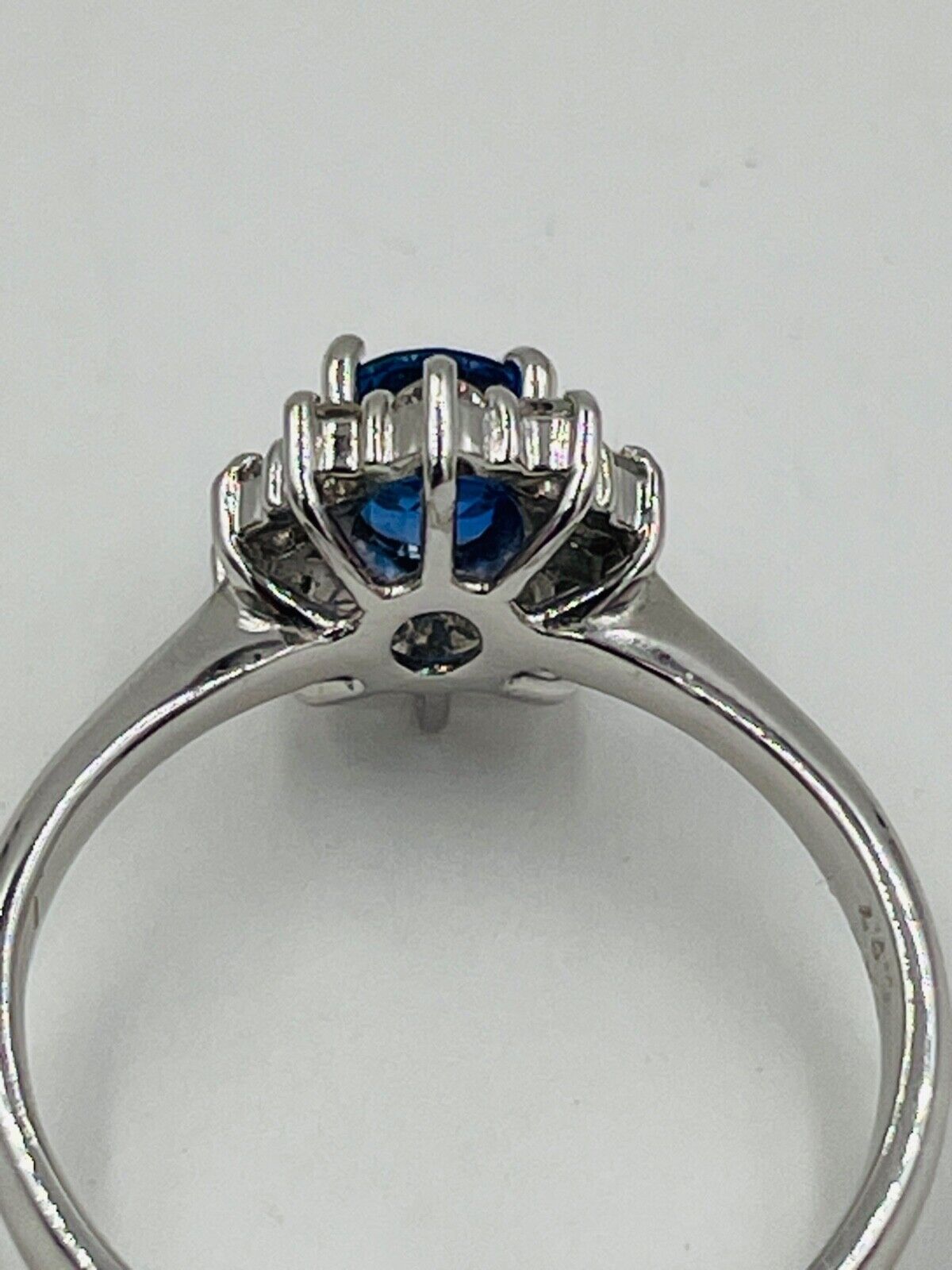 Platinum Diamond and Sapphire Cluster ring