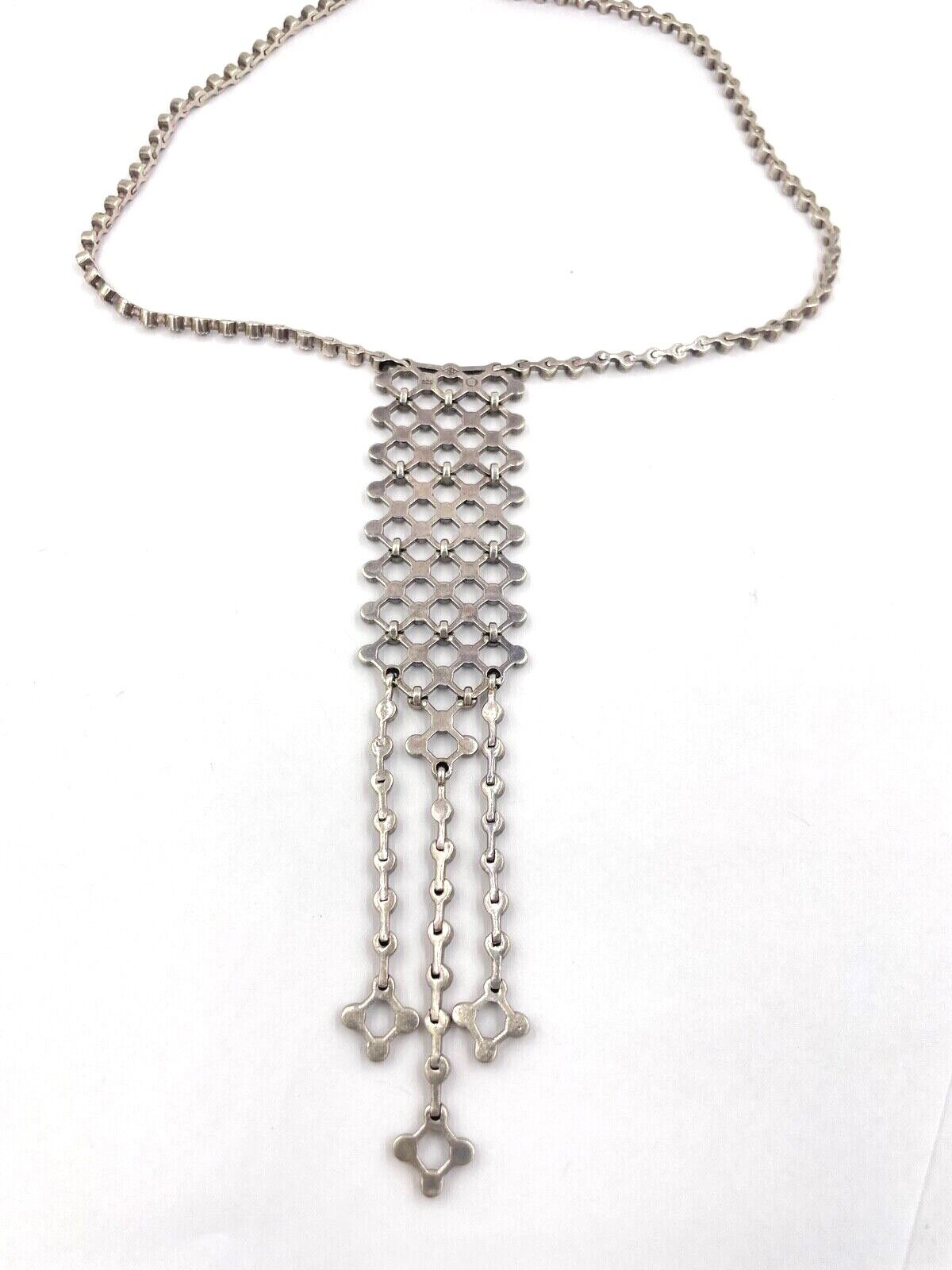 JUDITH JACK 925 Silver - Vintage Marcasite Collar Necklace Drop dangle