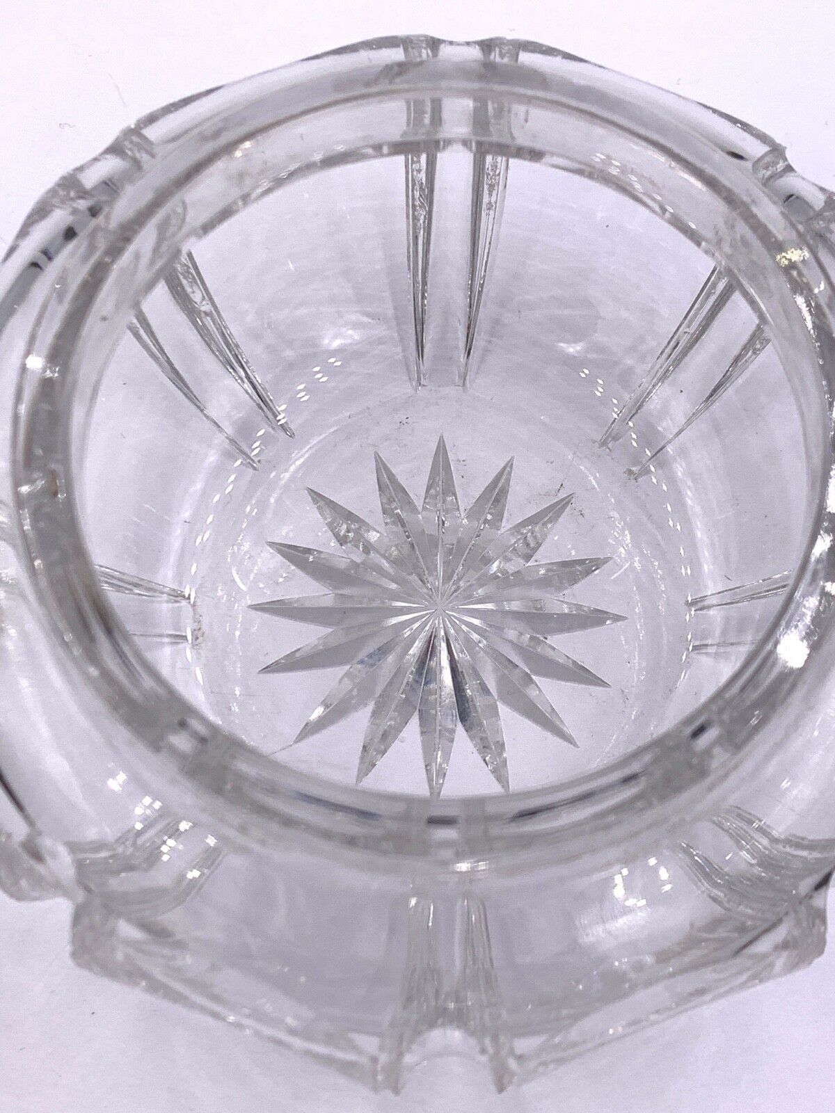 Antique La Pierre large Cut Glass Vanity Jar with Sterling silver top