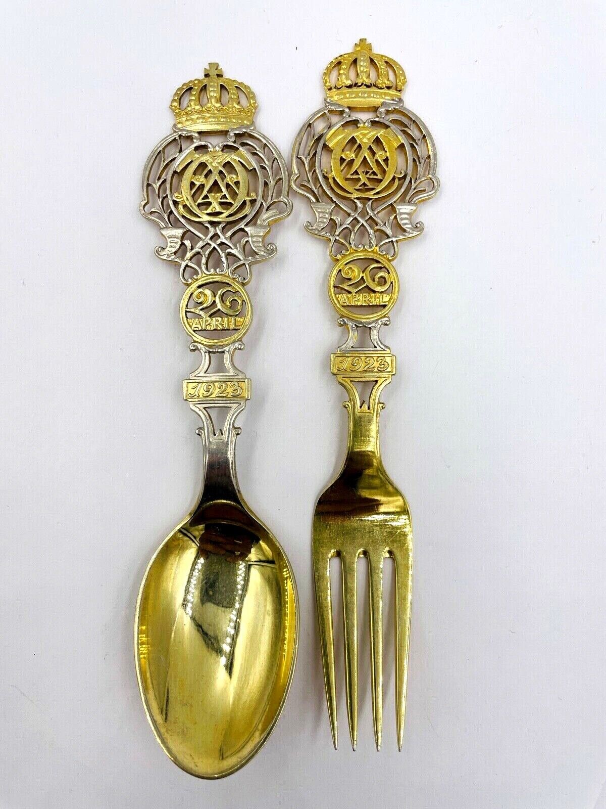 A. Michelsen 1923 commemorative fork and spoon set gilded Rare set