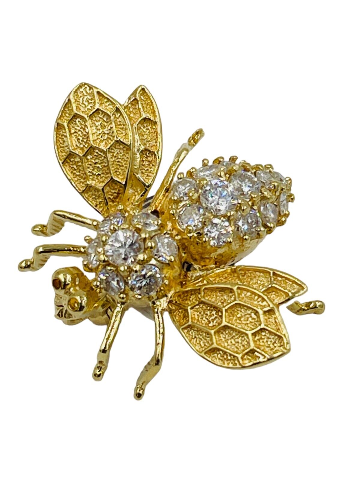 Estate 14k yellow Gold Diamond Bee Pin Brooch