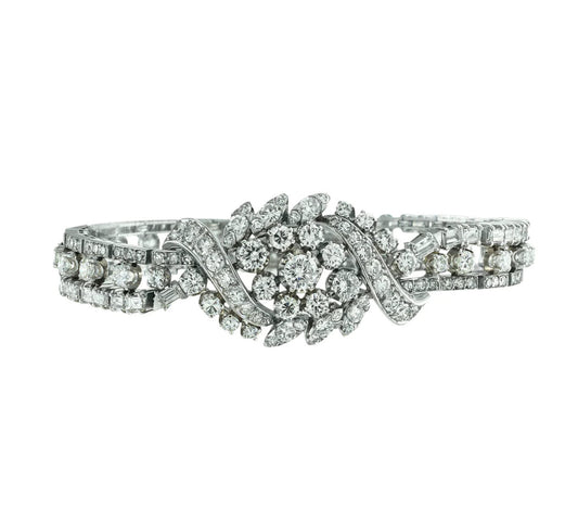 Vintage 10.50 Carats Diamond Platinum Bracelet