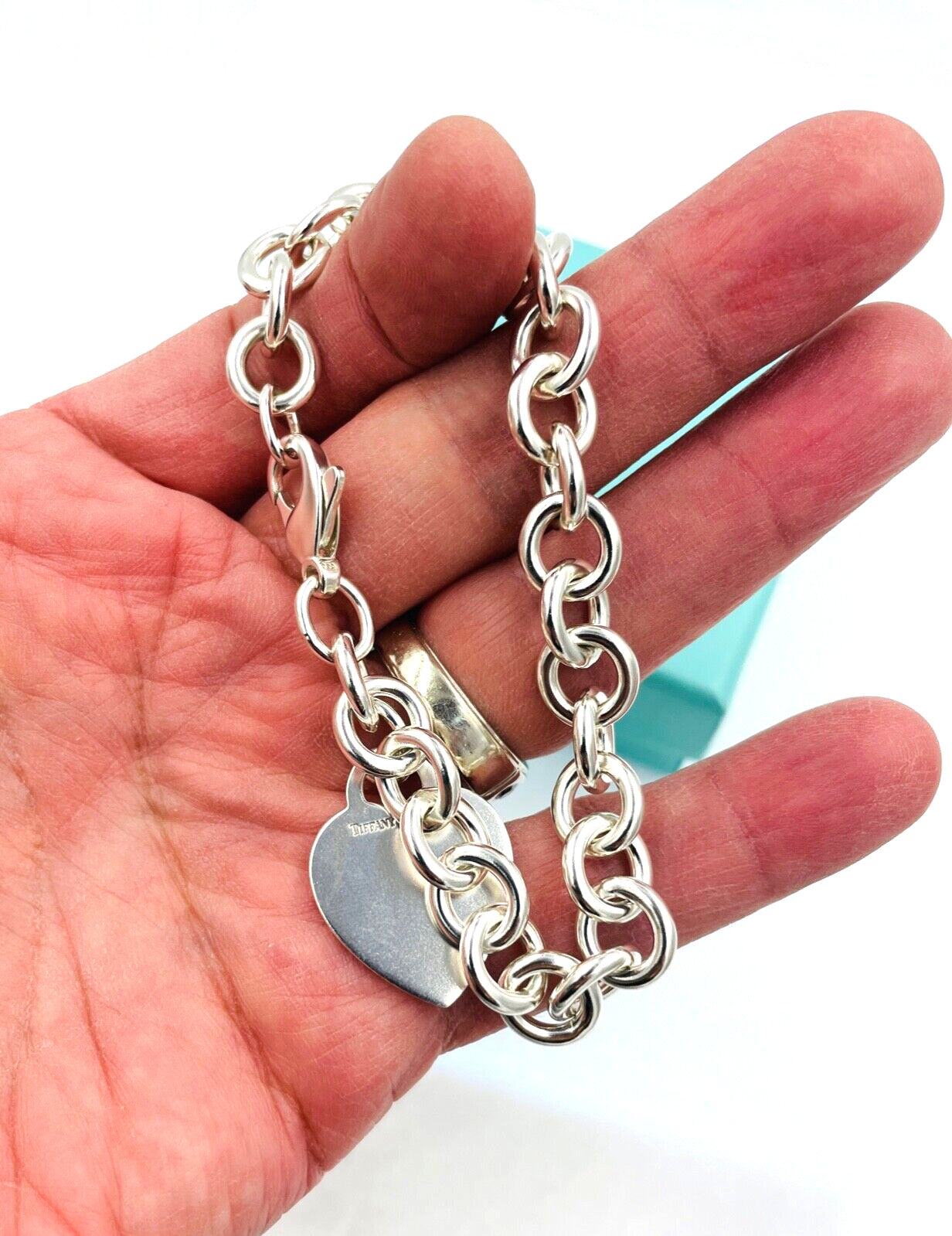 Authentic Tiffany & Co Sterling Silver Heart Tag Charm Bracelet, Tiffany Co  925 Silver Return to Tiffany Heart Disc Chain Link Bracelet - Etsy