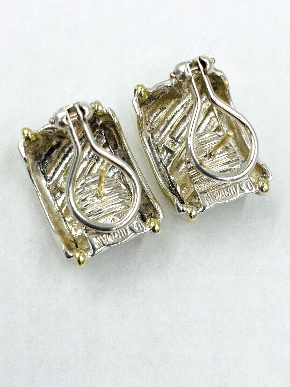 DAVID YURMAN STERLING SILVER 14K YELLOW GOLD THOROUGHBRED CABLE CIGAR EARRINGS