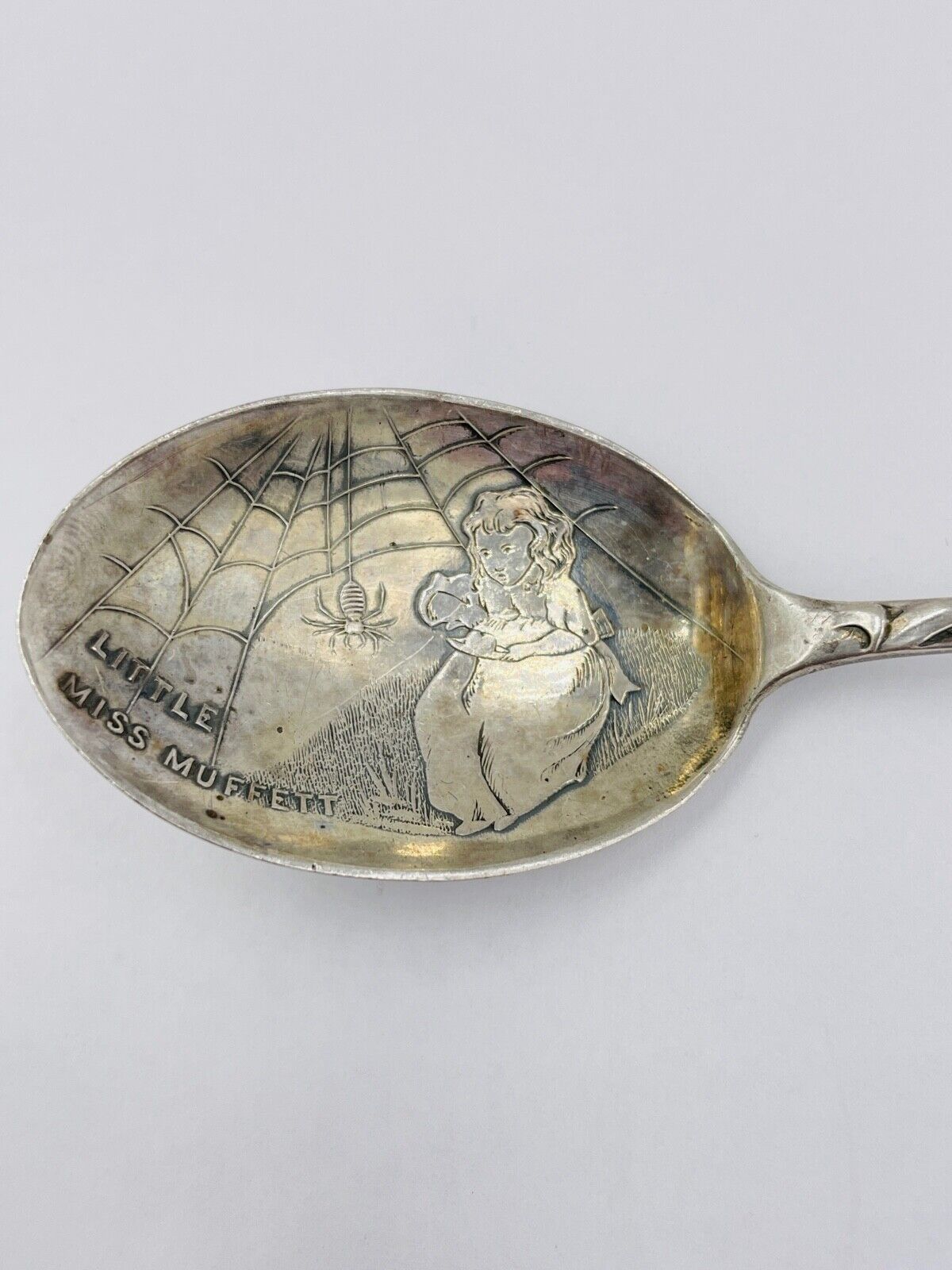 Antique Sterling Silver little miss muffett art nouveau Spoon