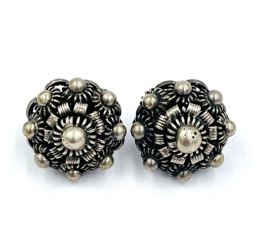 Incredible Hallmarked Antique Dutch Silver Cloak Button Buttons set of 2