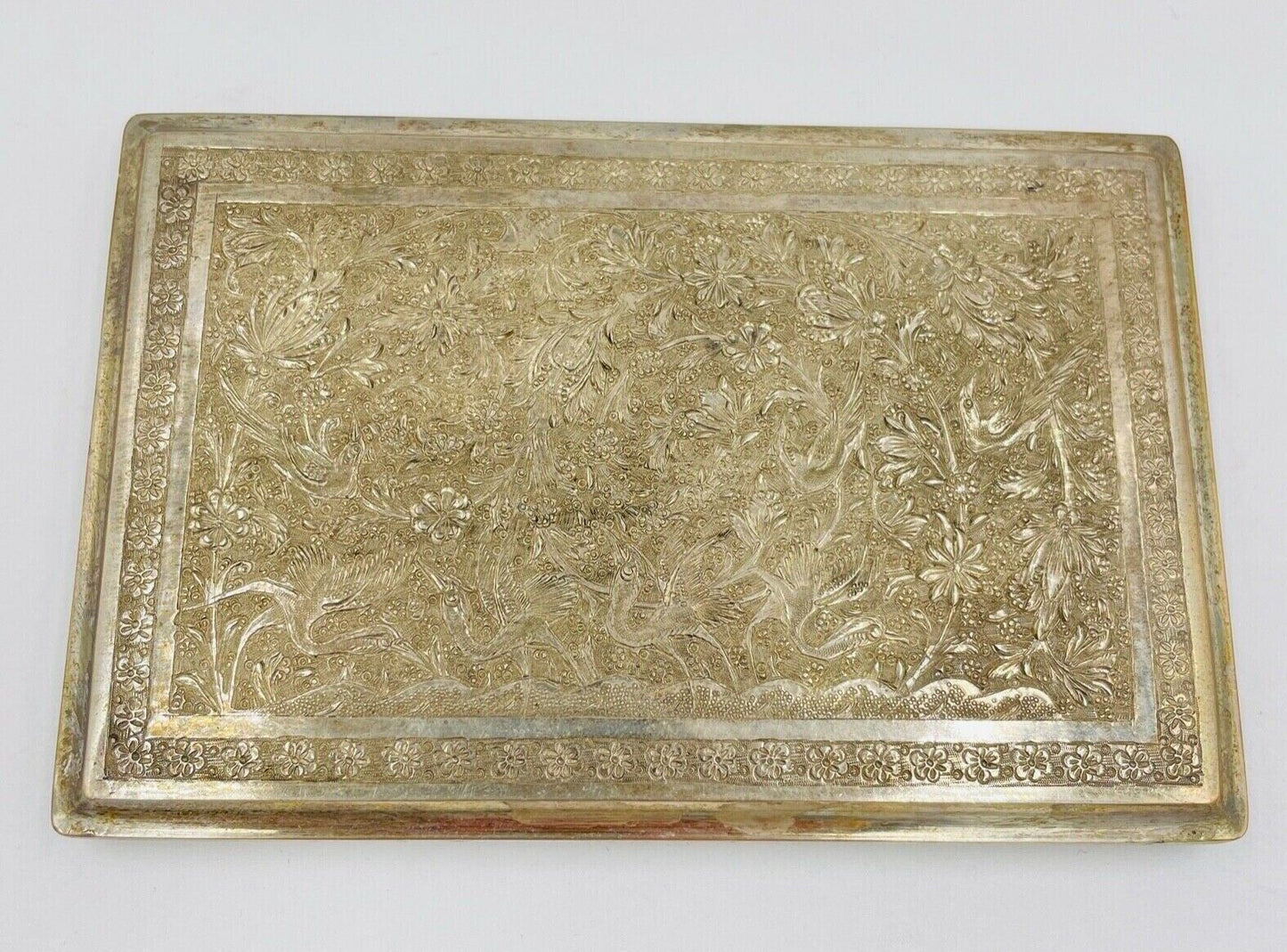Rare Middle Eastern Islamic Persian Qajar Sterling Silver cigarette case