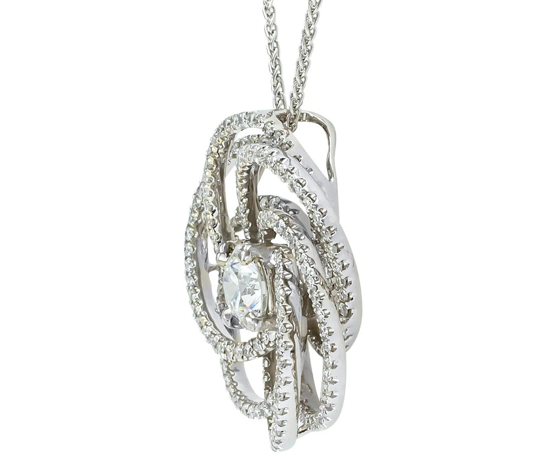 GIA Certified 0.73 Carat Diamond White Gold Slide Pendant Necklace