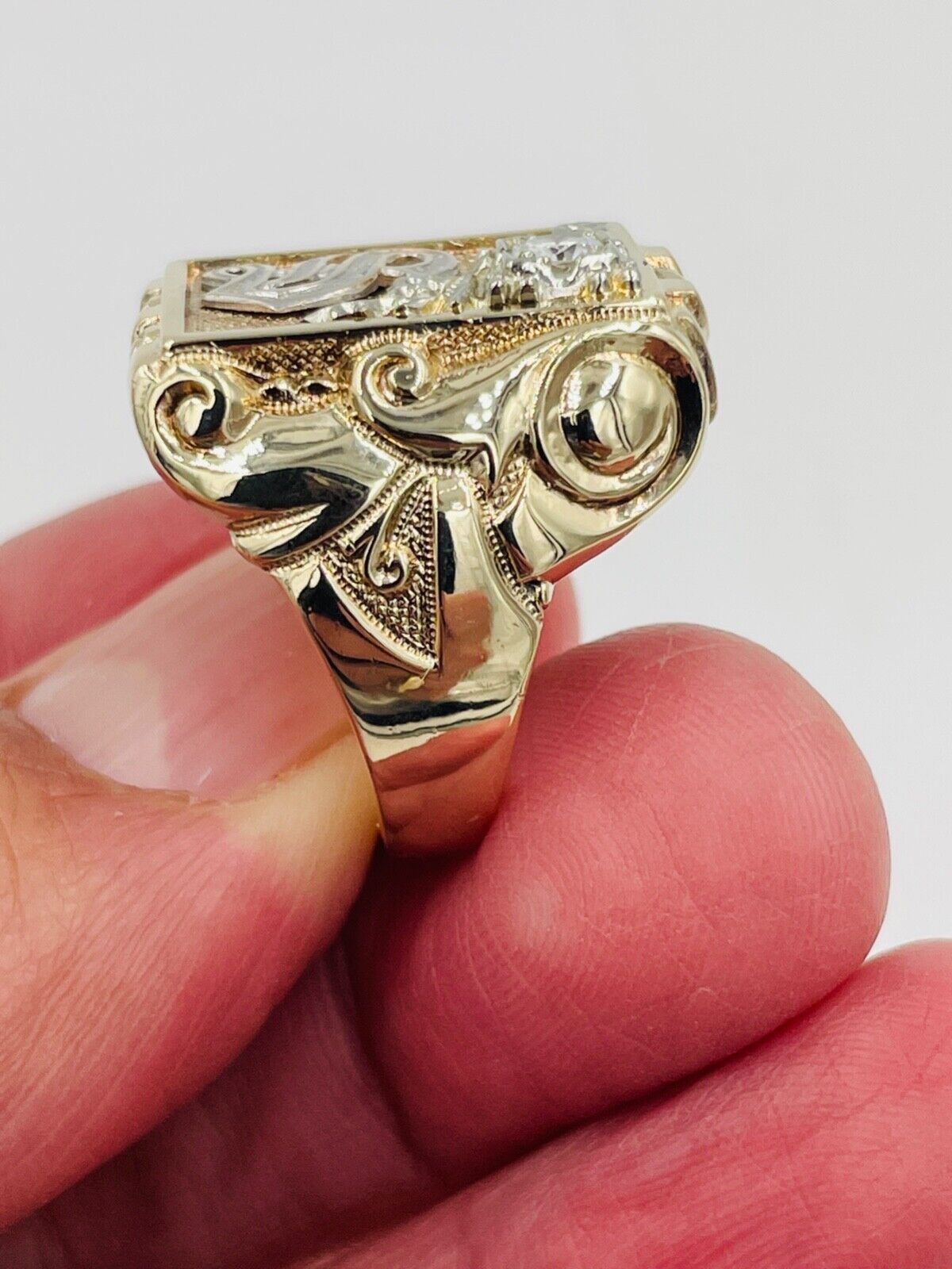 Men's 10K Yellow Gold Gothic Kinsley Sons Diamond Ring